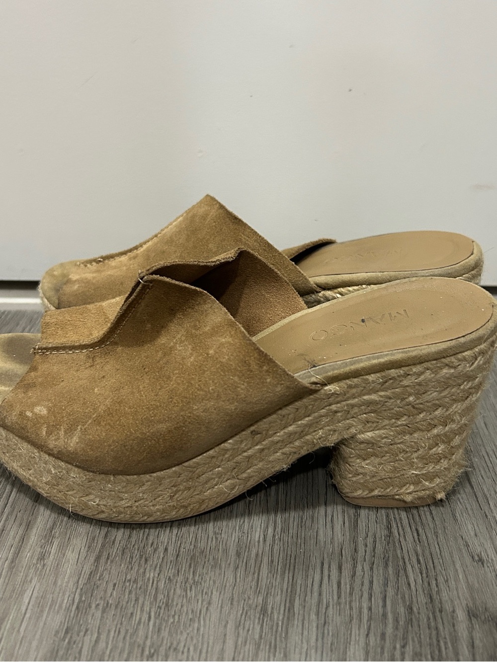 Mango Suede Platform Espadrilles - Tan